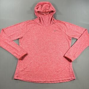 Nike Hoodie Pink Club Fleece Funnel Neck Running Active Pullover Women’s XL